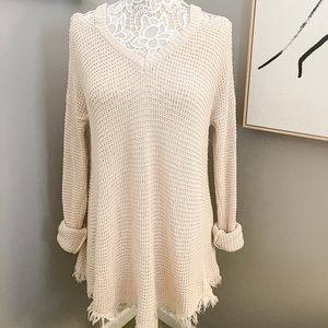 Cream Boho Sweater Dress